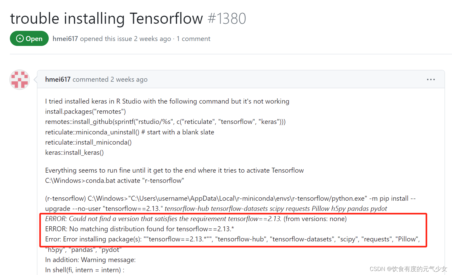 Error: no matching distribution found for tensorflow-cpu==2.6.*