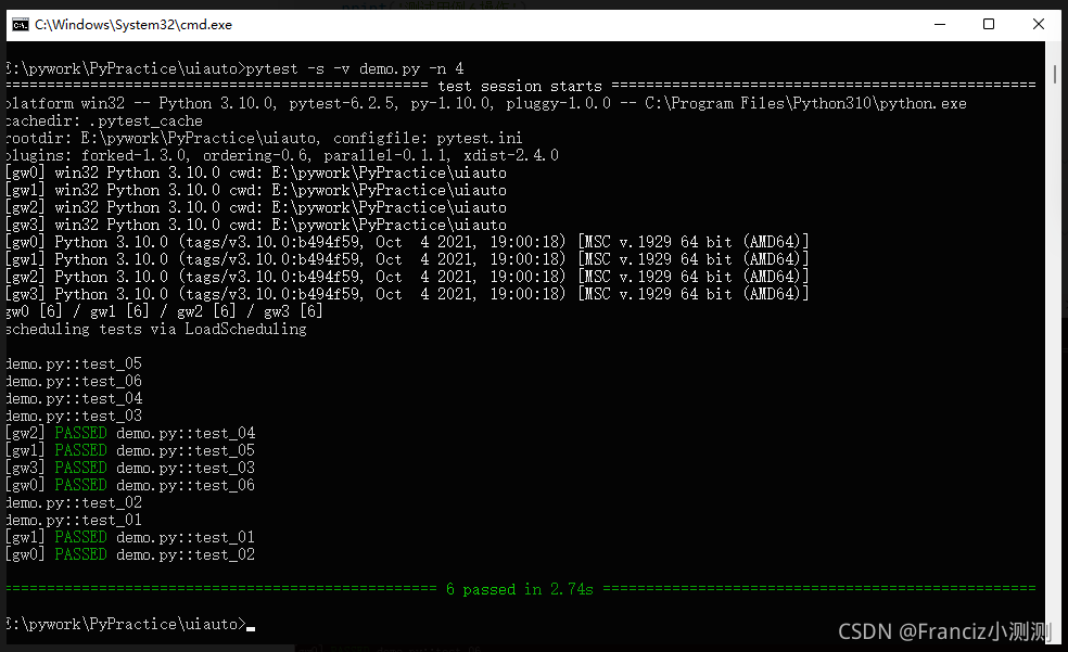 win-python-pytest(pytest-parallel/pytest-xdist)自动化测试多线程的验证_warning: the ...