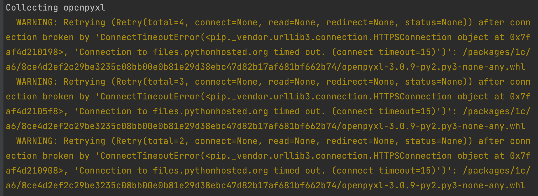 PIP安装软件报错:“ERROR: Could not install packages due to an EnvironmentError ...