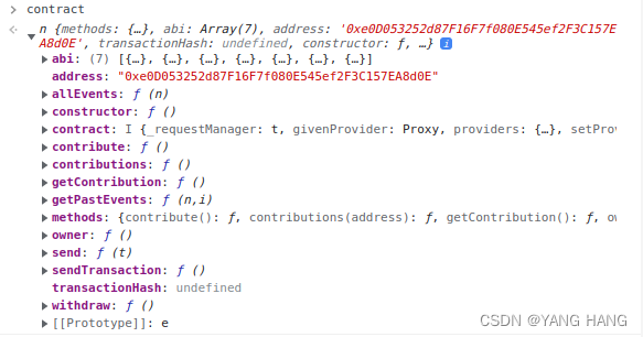 Contract abi and functions