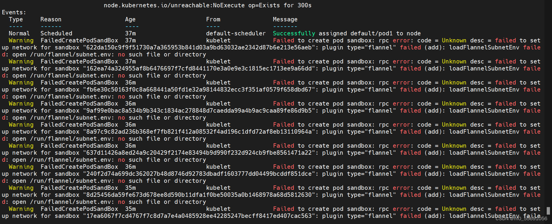 解决：k8s pod状态：ContainerCreating；failed open no