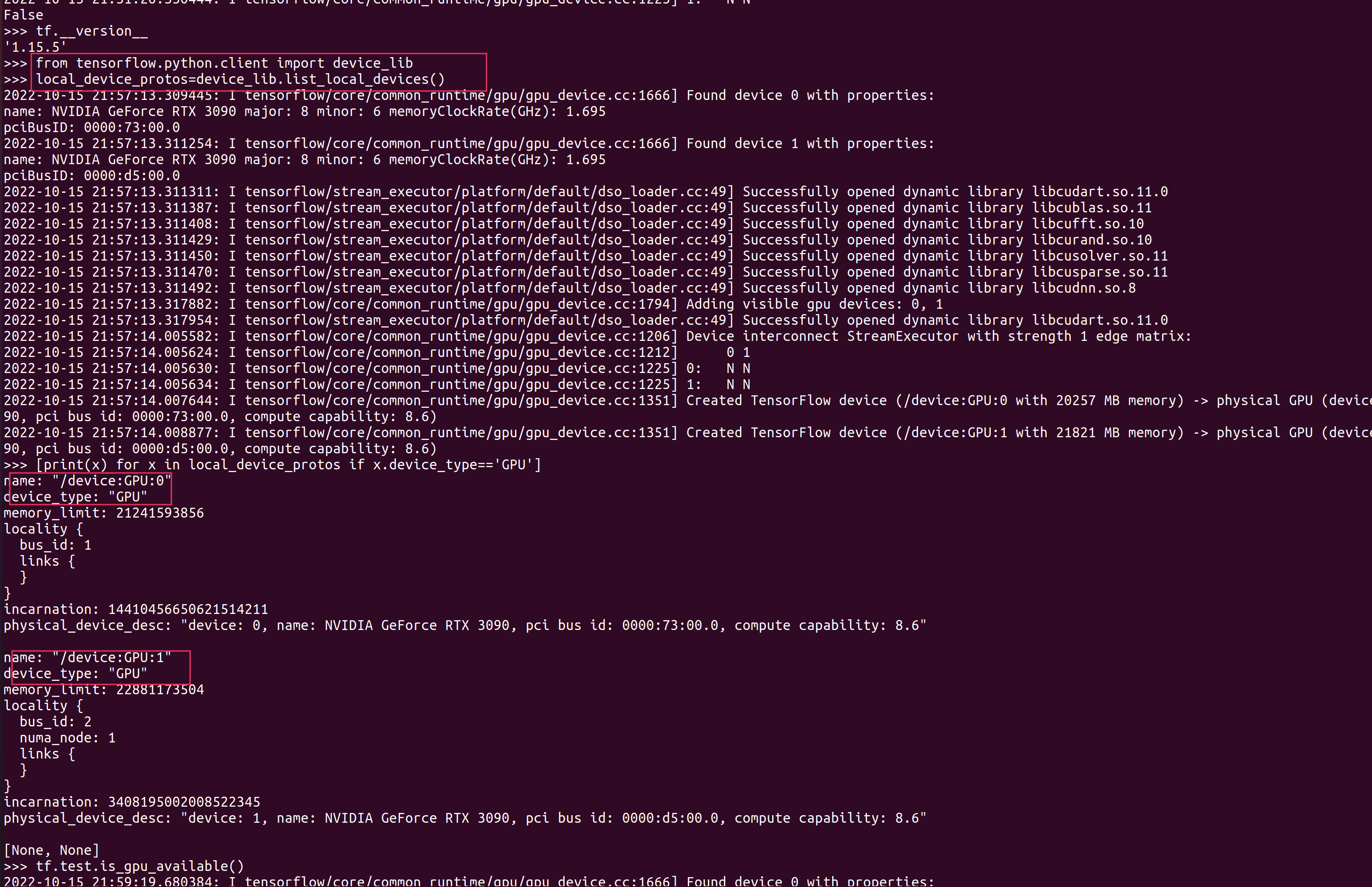 RTX3090安装tensorflow=1.15.5gpu版