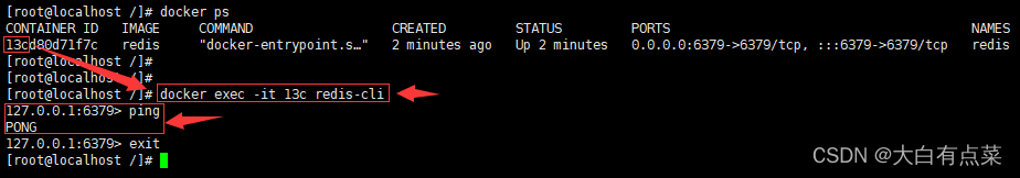 运行 redis-cli 测试连接 redis-server