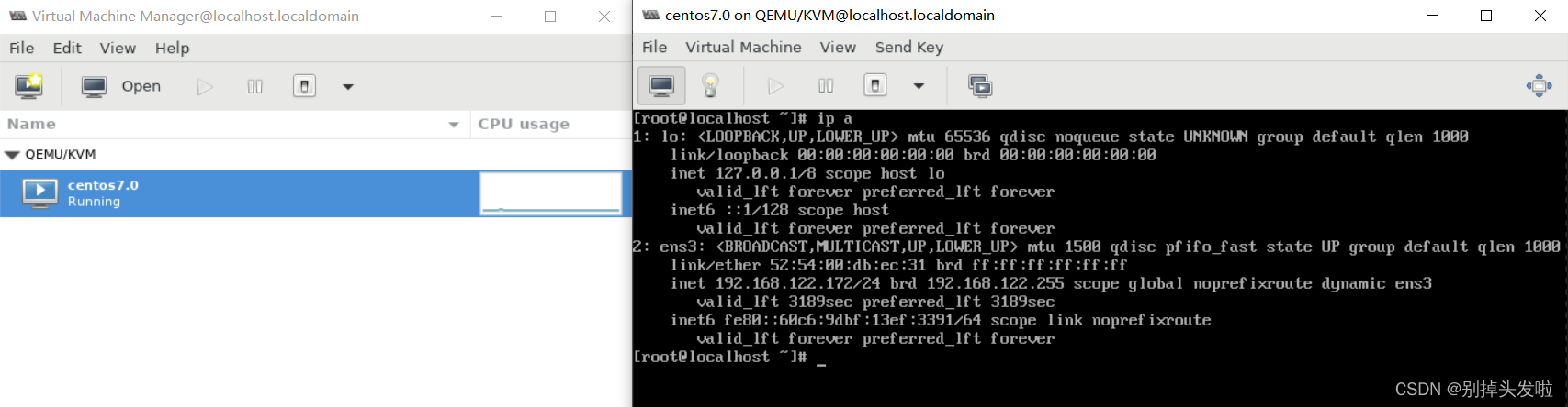 KVM【virsh start centos7.0】启动时失败，报错：error: Network not found: no network with matching name ‘default‘