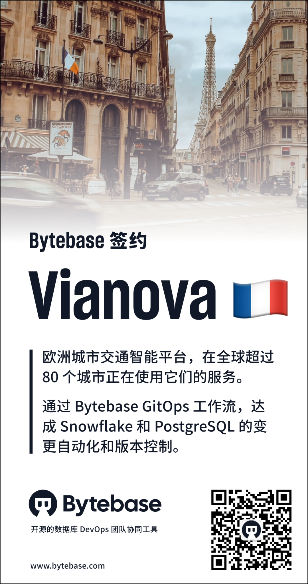 <span style='color:red;'>Bytebase</span> <span style='color:red;'>签约</span> Vianova，<span style='color:red;'>助力</span>欧洲城市交通智能平台中 Snowflake 和 PG 的<span style='color:red;'>变更</span><span style='color:red;'>自动化</span>及版本控制