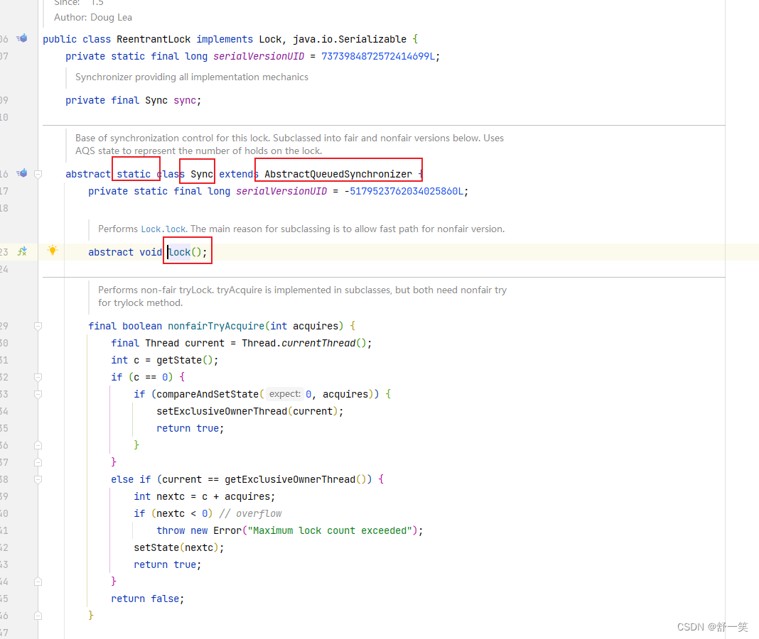 Java中ReentrantLock中 lock.lock()，加锁源码分析_java reentrantlock 静态方法加锁CSDN博客