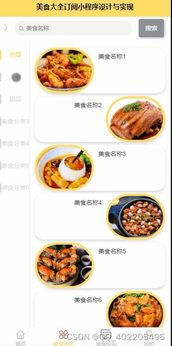 美食论坛大全订阅交流系统 uniapp+vue 微信小程序设计与实现