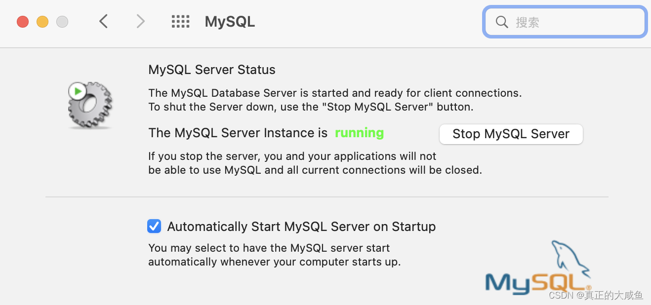 停止运行 MySQL