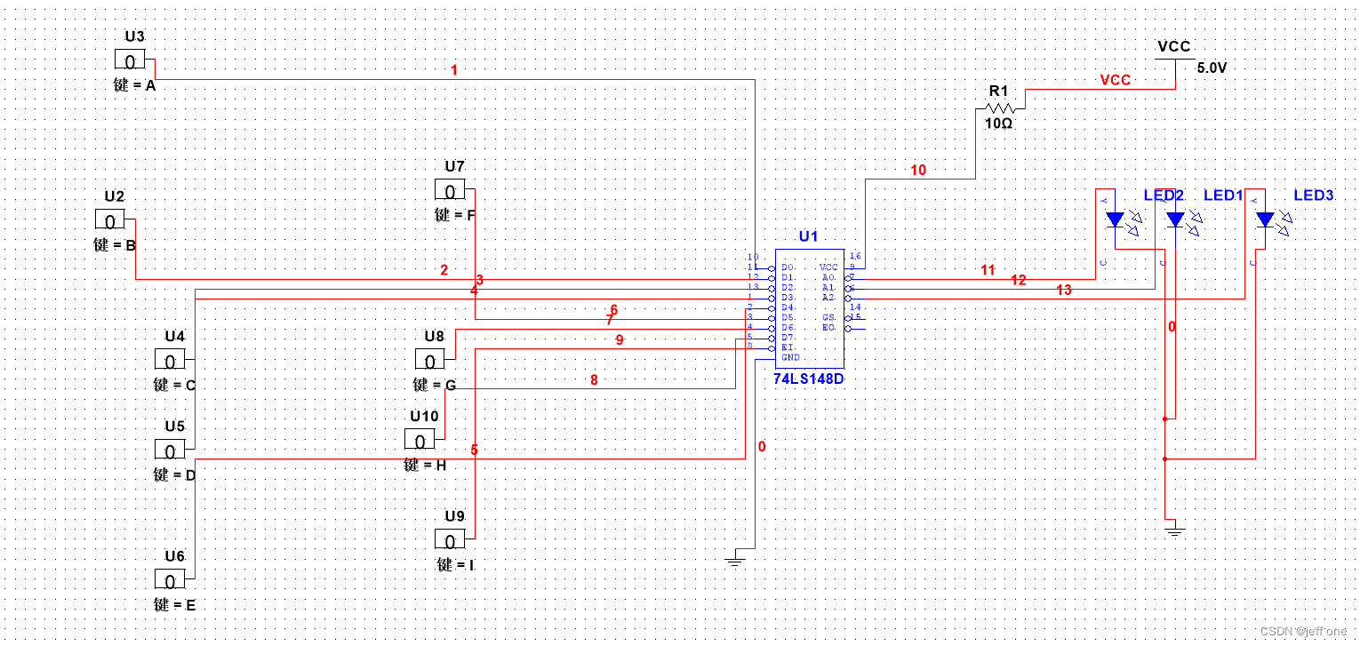 multisim仿真 74LS148D芯片