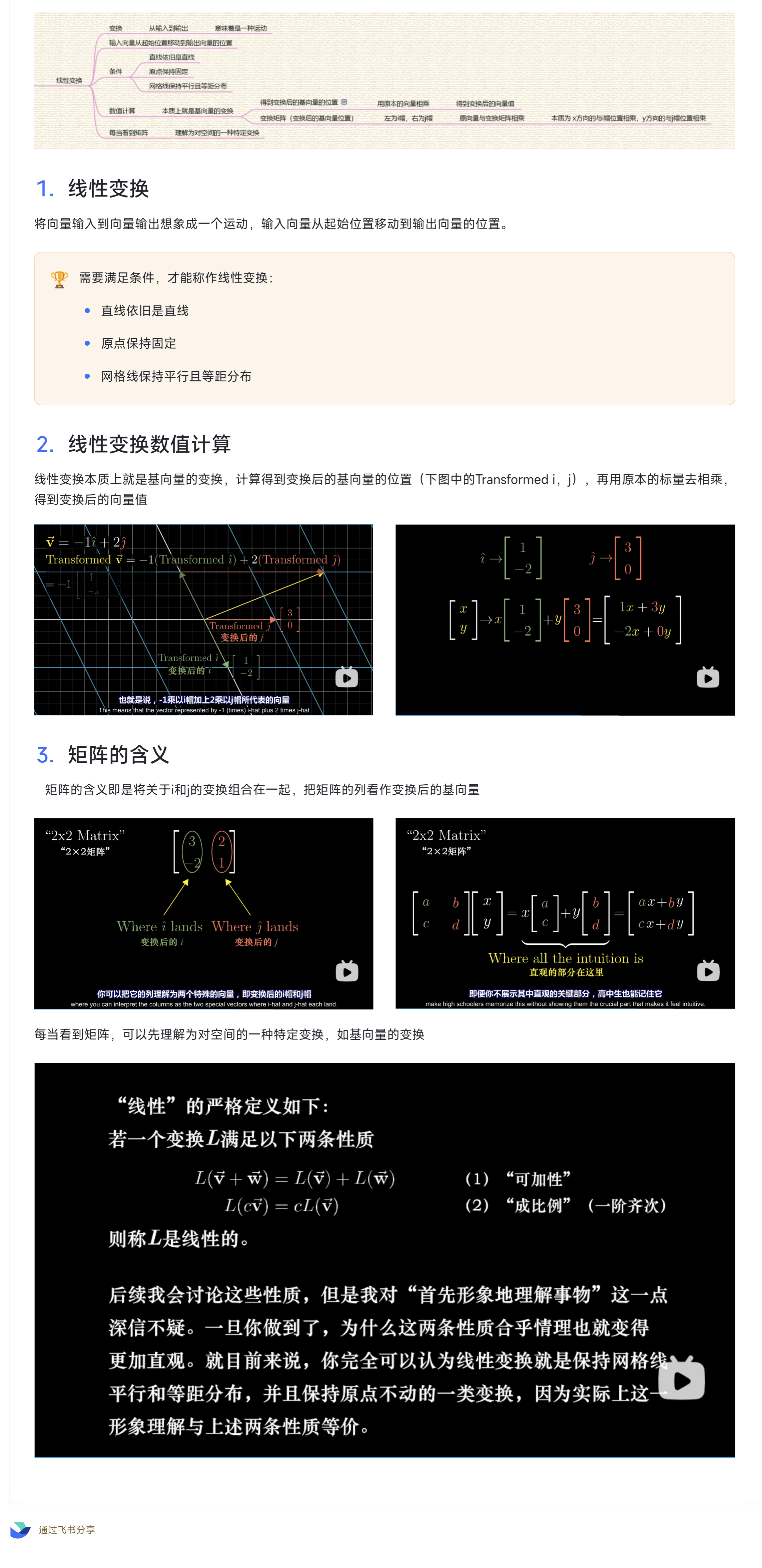 【线性代数-3Blue1Brown】- 3 矩阵与线性变换