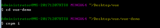 cd vue-demo，安装依赖