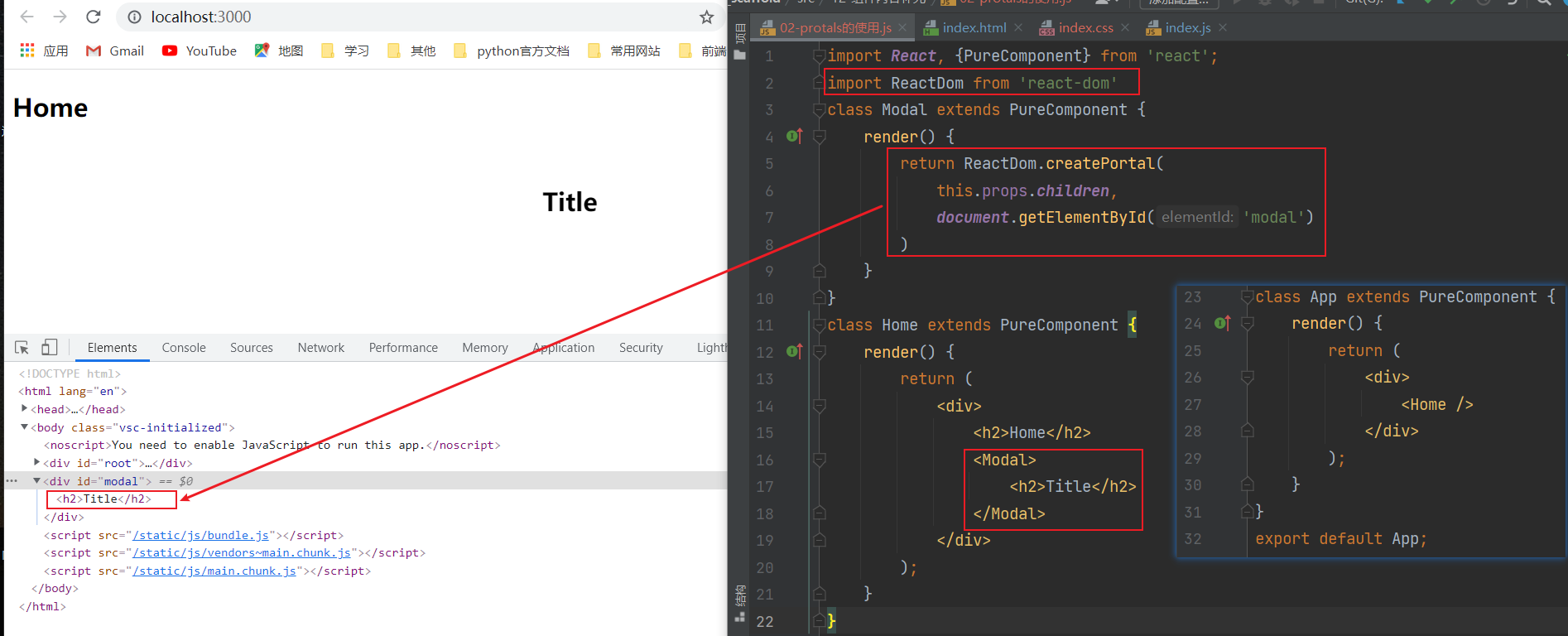 React Portals的使用