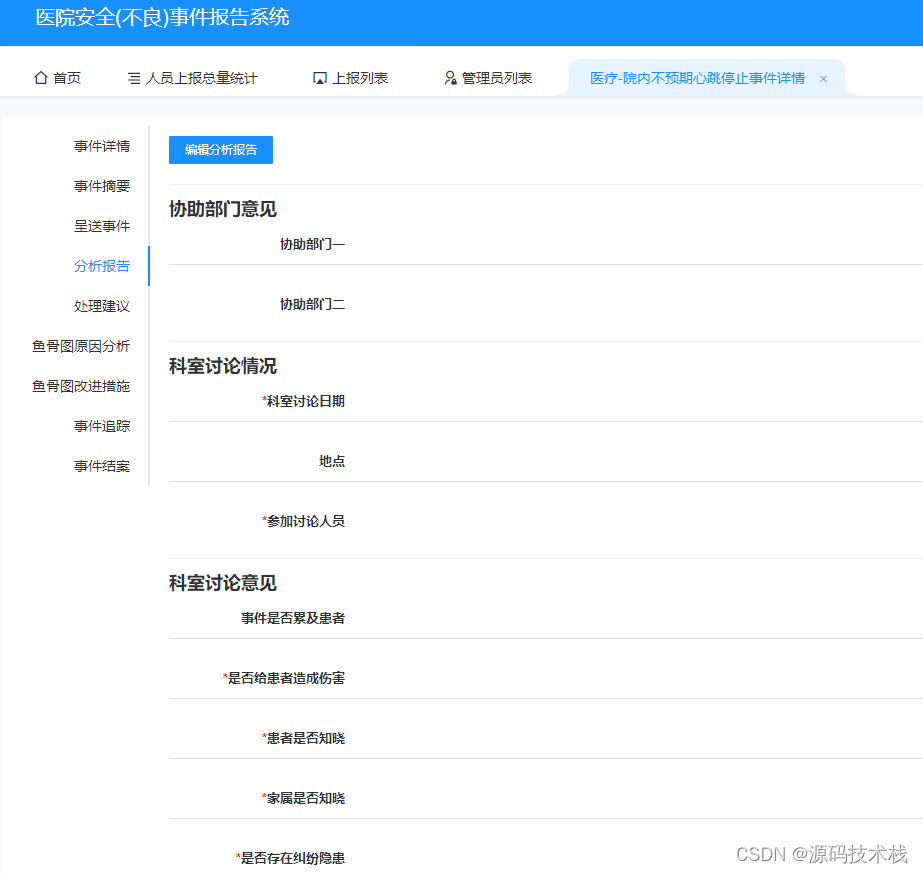 【B/S架构】医院不良事件报告系统源码
