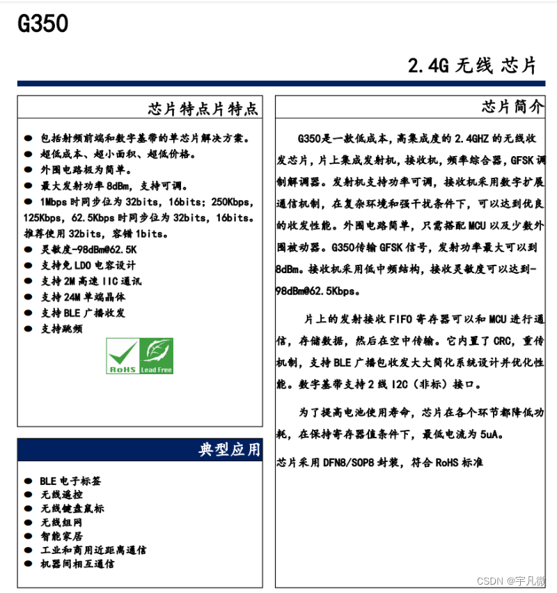 宇凡微YE09合封芯片,集成高性能32位mcu和2.4G芯片