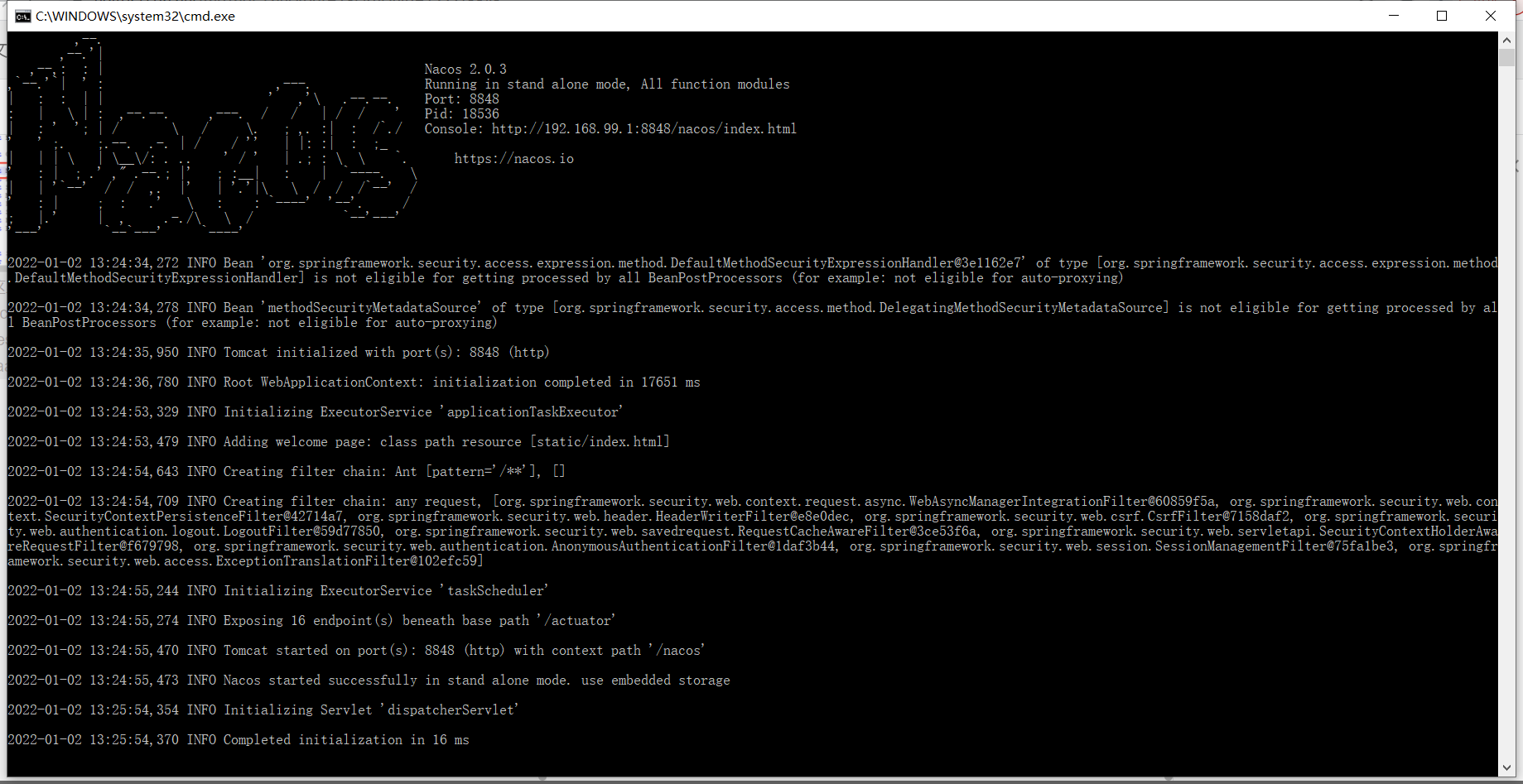 Docker installation NACOS starts to start an error No DataSource Set ...
