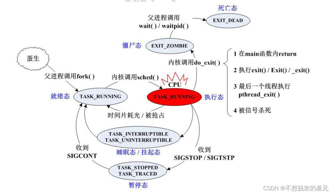 Linux 进程状态转换图