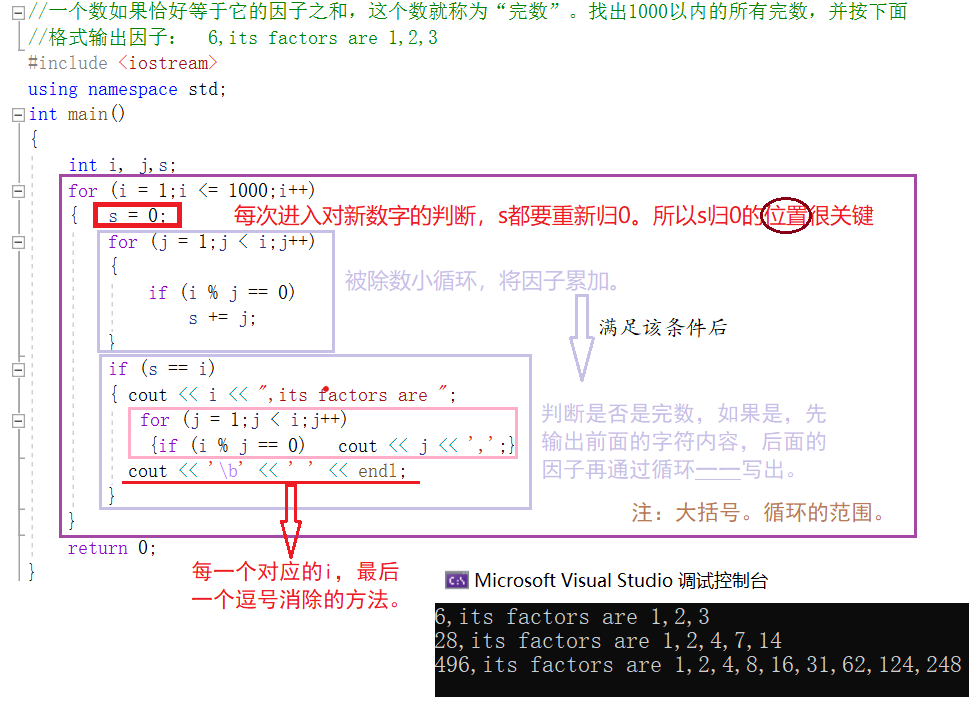 C++）找出1000以内的所有完数，并按格式输出因子-CSDN博客