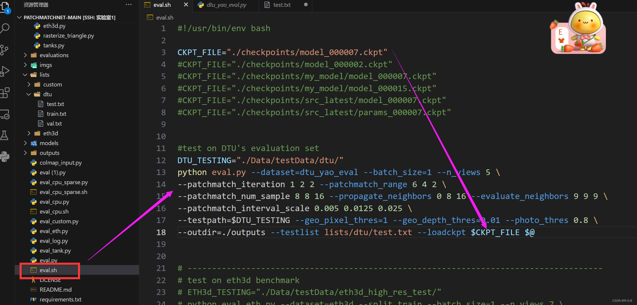 MVSNet、PatchMatchNet中的 eval.sh文件超参数解释