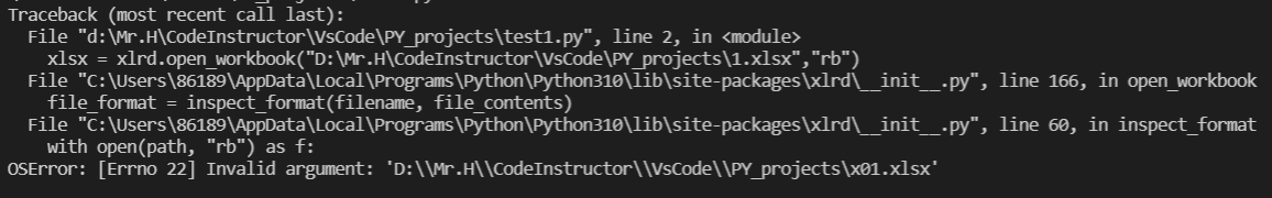 Vscode installed Python library (I am XLRD, and some problems with ...