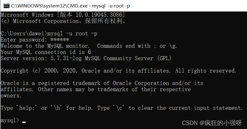 windows下MySQL 5.7.31的安装