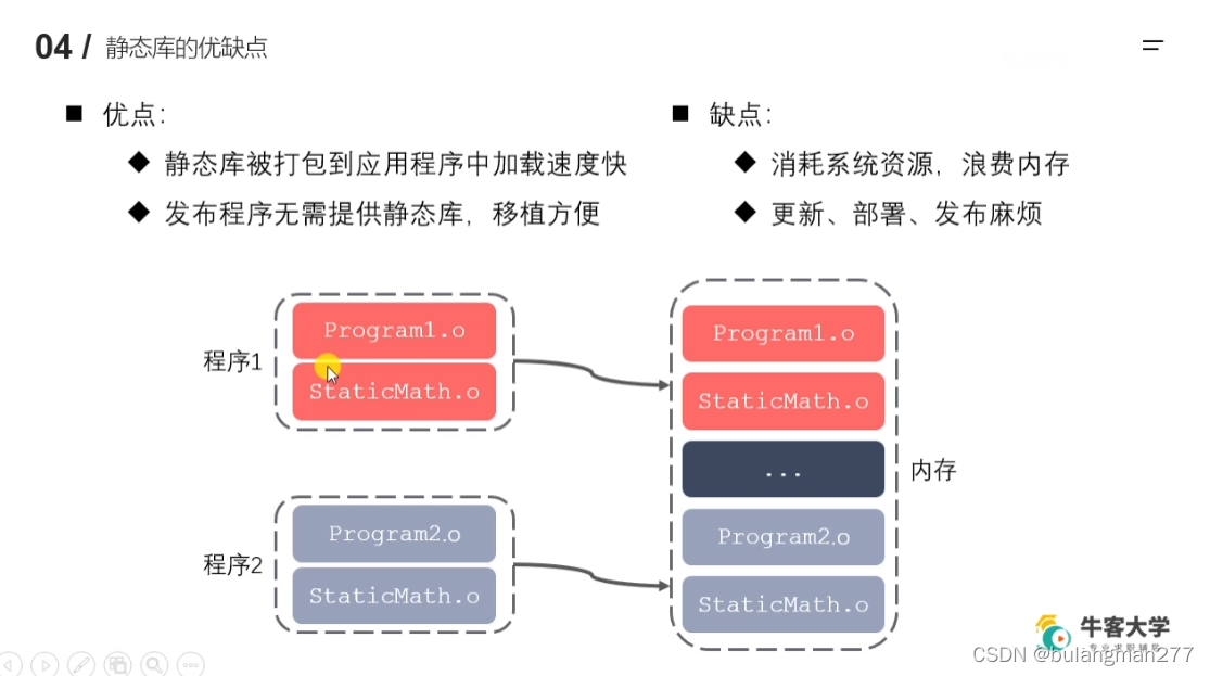 静态库的优缺点