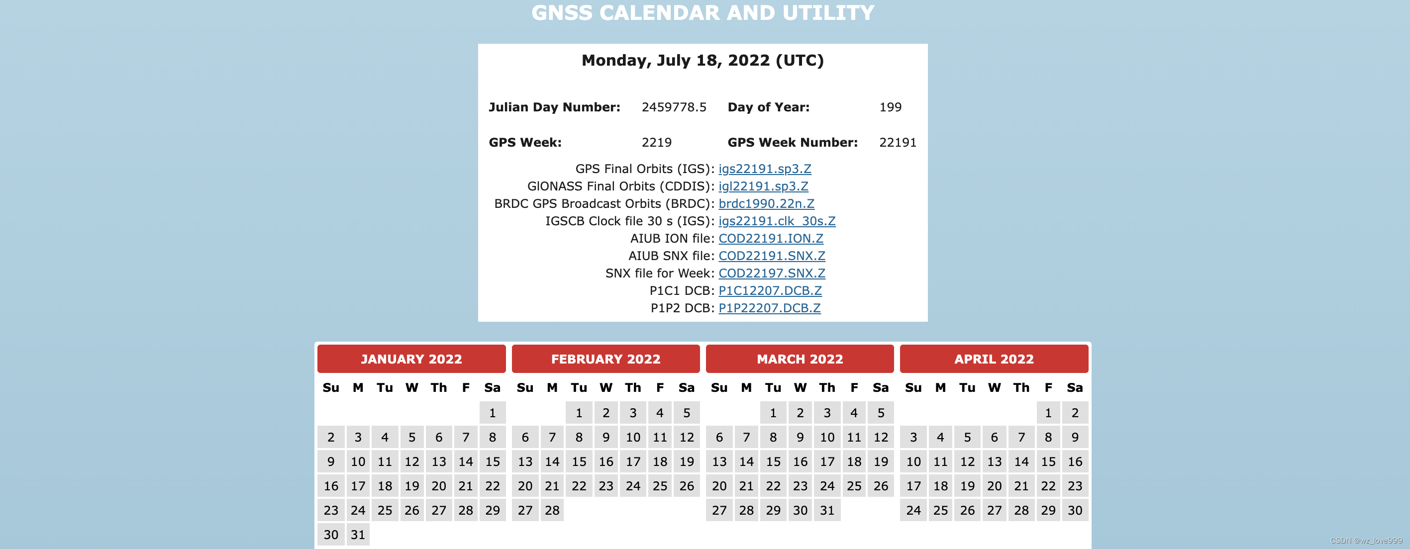 GNSS CALENDAR AND UTILITY