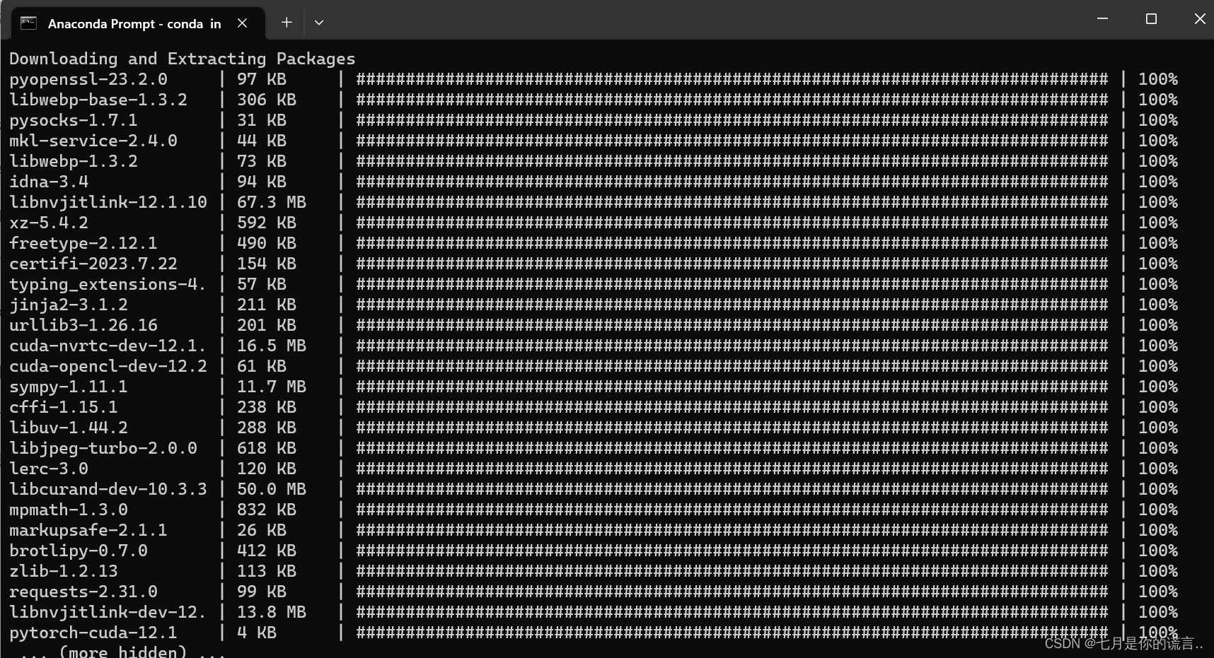 Anaconda prompt中使用conda下载pytorch，一直卡在solving environment解决方案