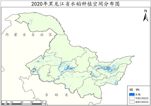 2020年黑龙江省水稻种植分布数据