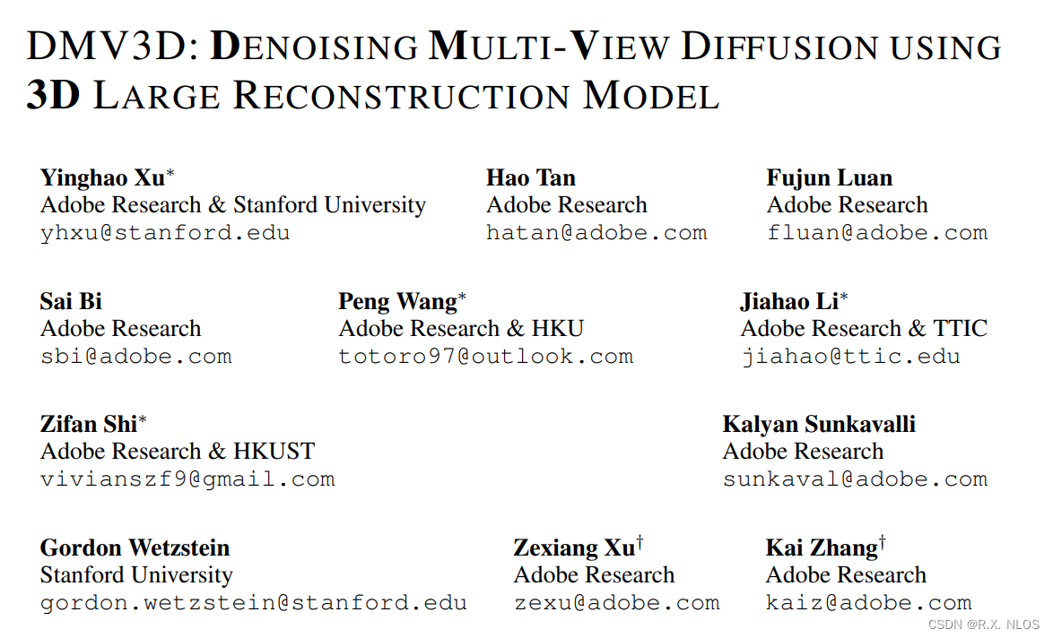 论文速览 Arxiv 2023 | DMV3D: 单阶段3D生成方法