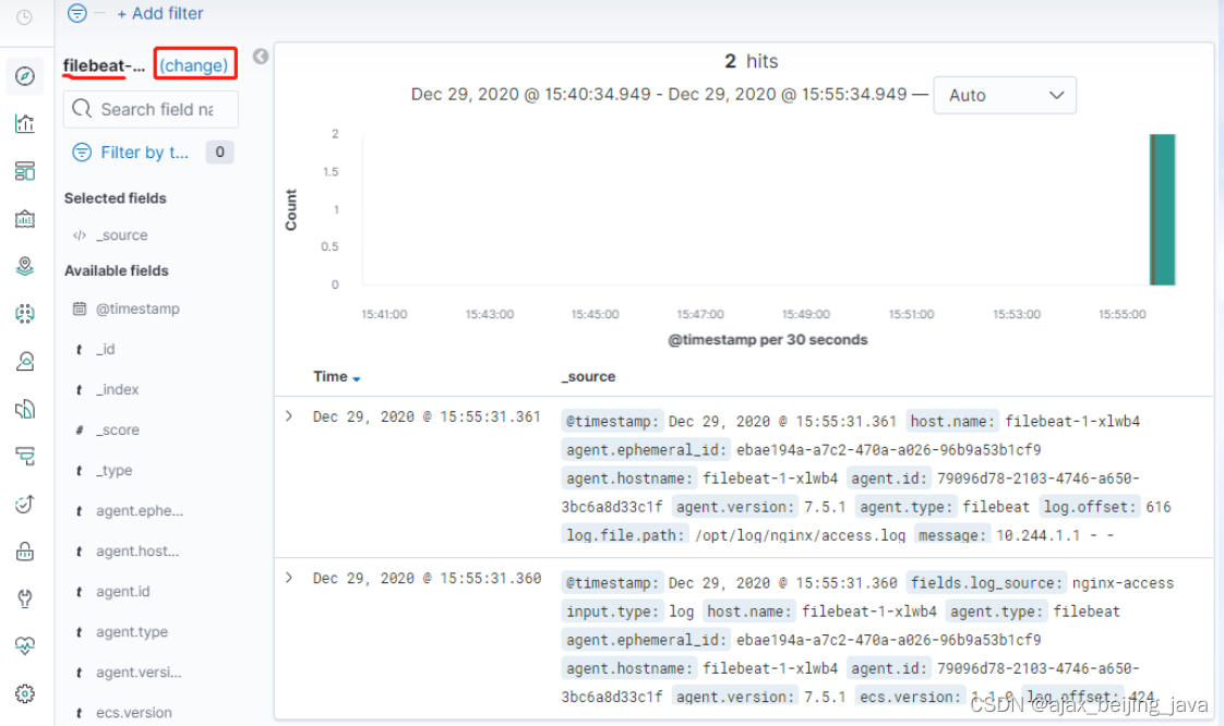 filebeat 采集k8s 中nginx deployment 日志