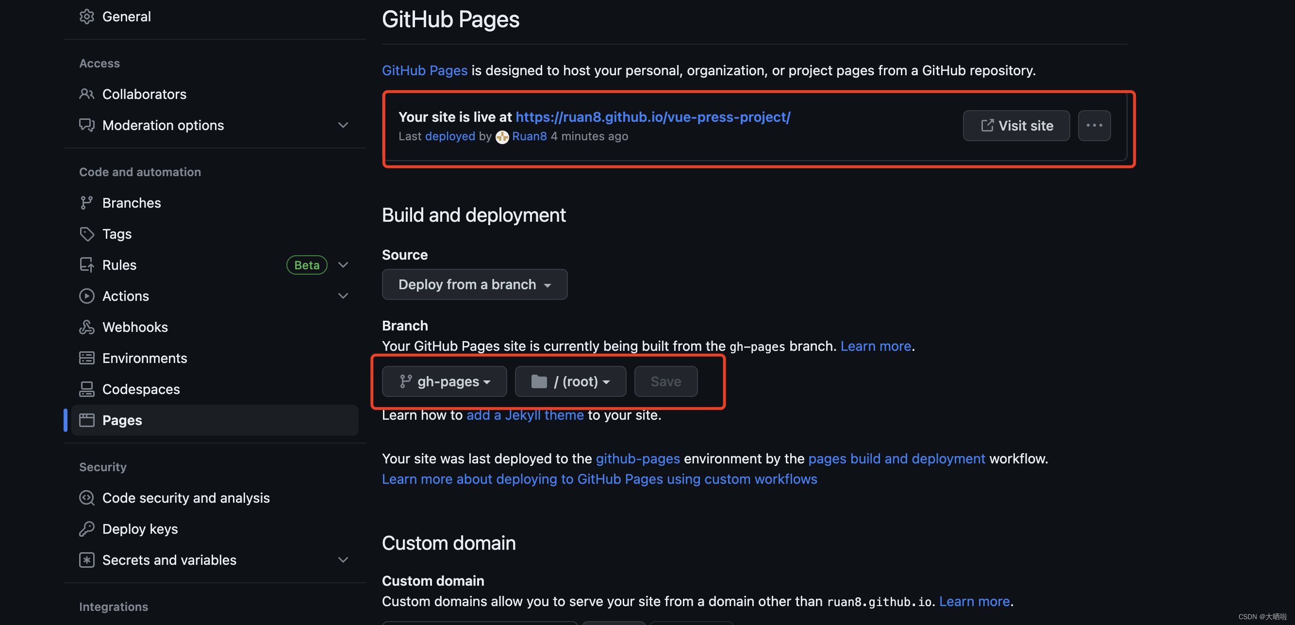 VuePress2.0 + Github Actions部署到Github Pages教程_gh-action部署gh-pages-CSDN博客