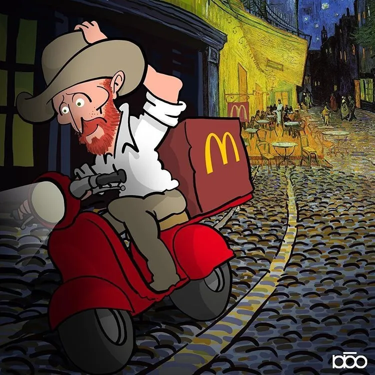 每日一画:在麦当劳送外卖的梵高