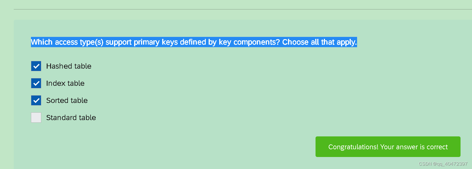 Which access type(s) support primary keys defined by key components