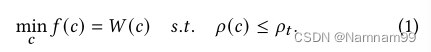 \min_cf(c)=W(c)\quad s.t.\quad\rho(c)