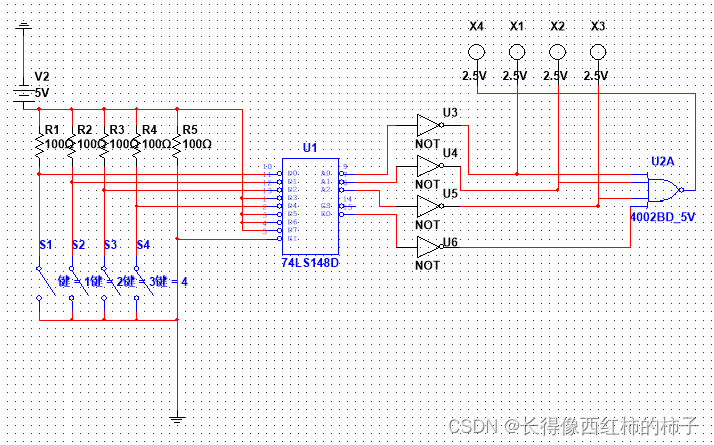 multisim使用74ls148芯片实现病房优先级案例