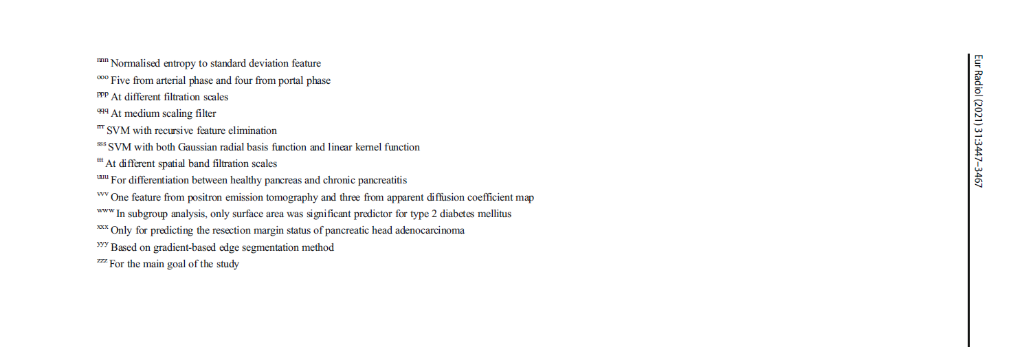 【医学论文阅读笔记】 “Pancreas image mining: a systematic review of radiomics“ （胰腺影像组学综述）