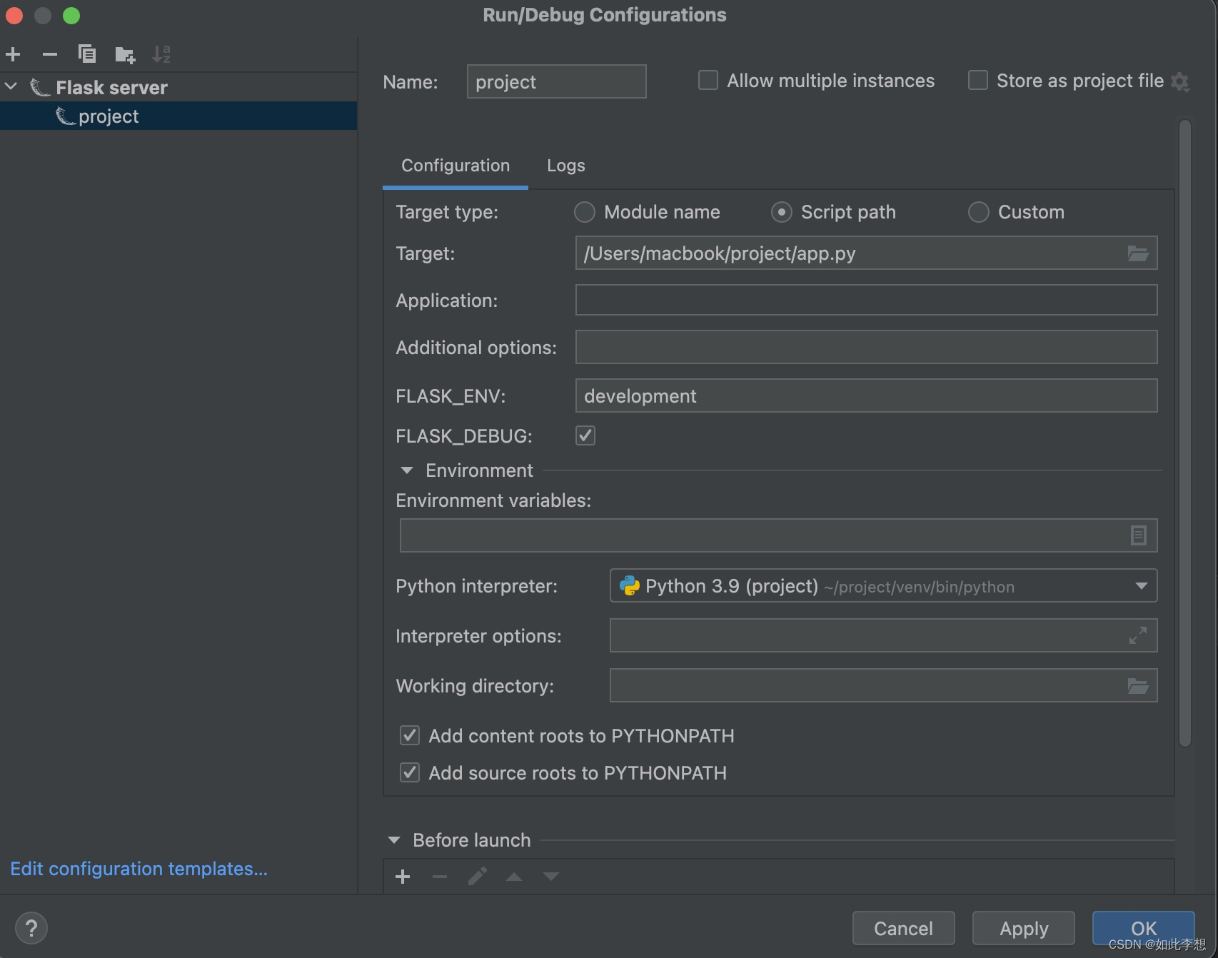 Flask项目配置_flask hostCSDN博客