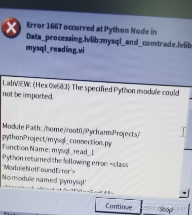 labview下导入python程序,提示ModuleNotFoundError: No module named ‘pymysql‘(本文是 ...