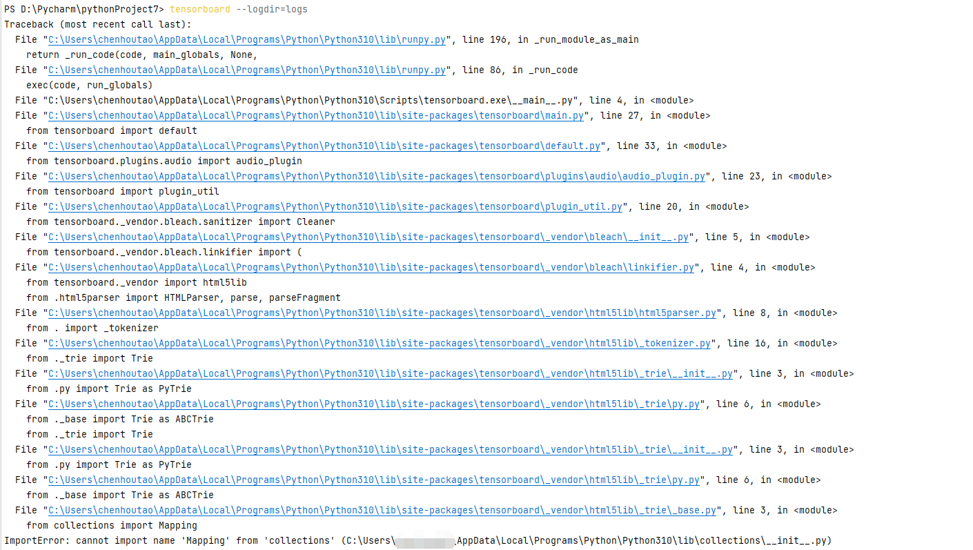  tensorboard cannot Import Name Mapping From collections Asdzxcyuihjkqwe 