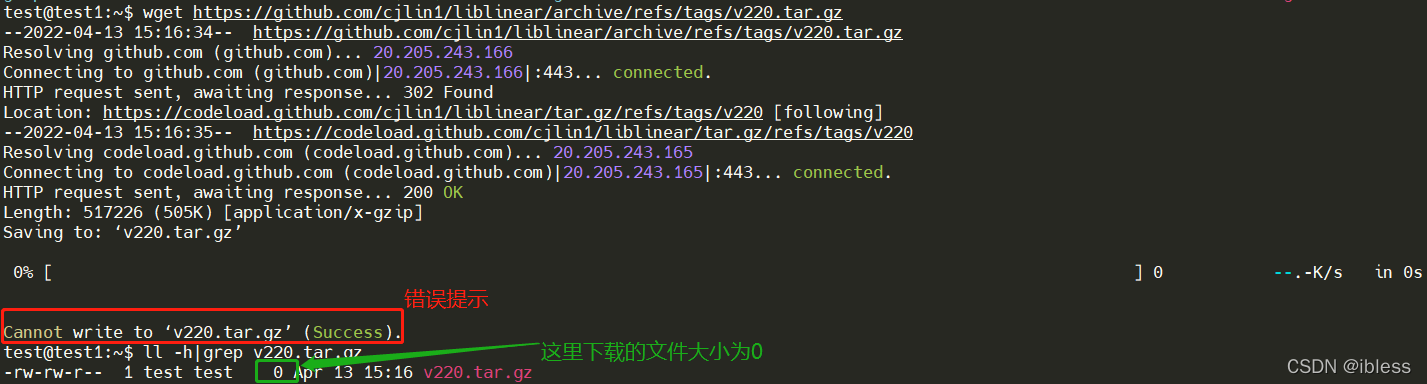 Linux wget遇到“Cannot write to xxx (Success)”错误_connot write to 