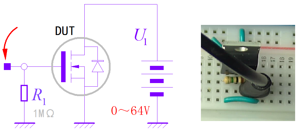 ▲ 图1.2.1 测量栅极电容与漏极电压之间的关系