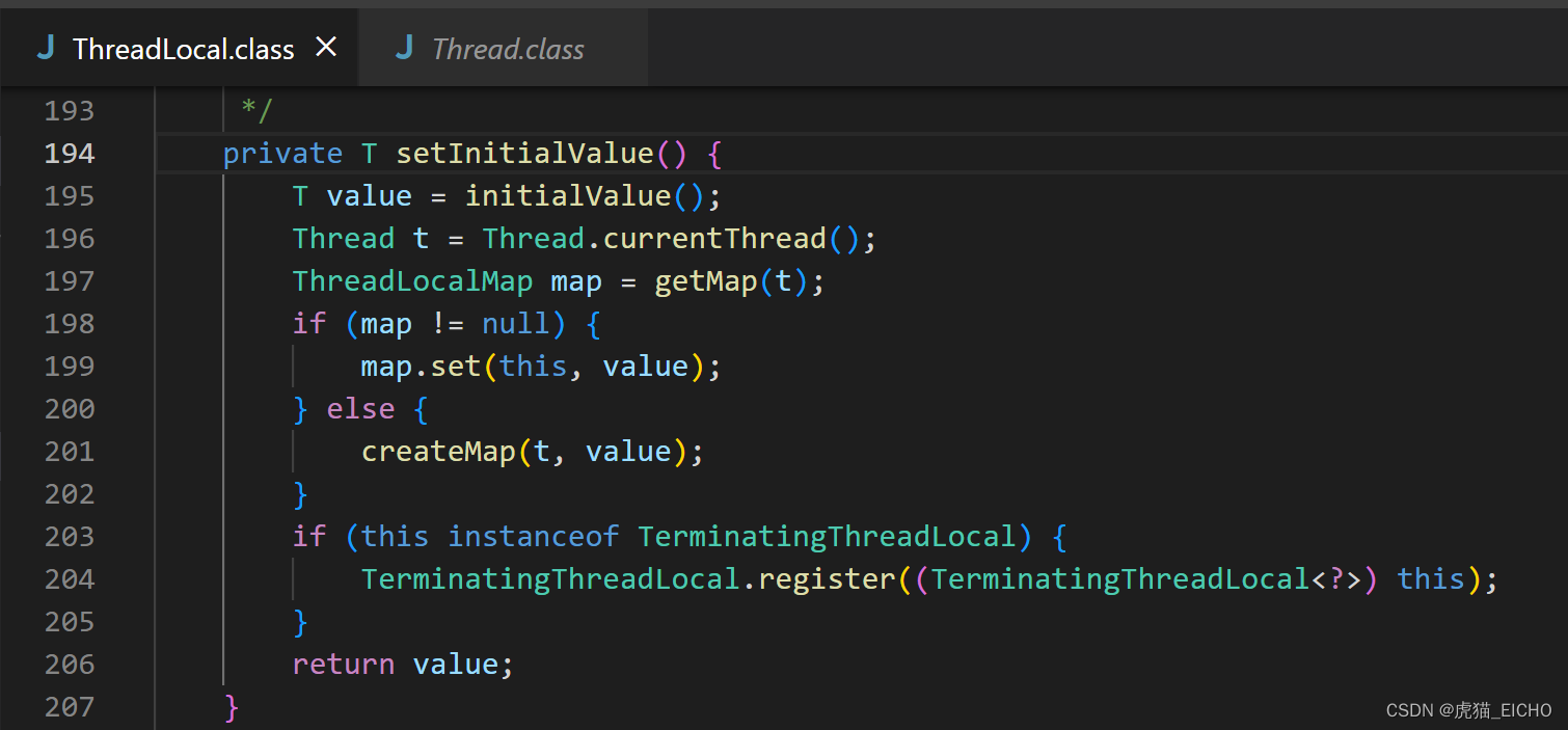 ThreadLocal类的setInitialValue()方法