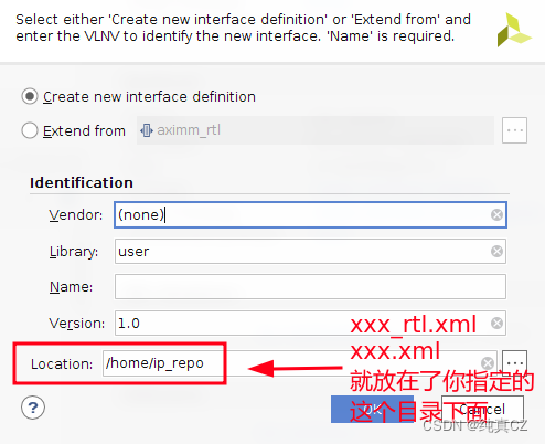 XML の場所を見つけます。これは実際には、新しいインターフェイス定義を作成するときにダイアログ ボックスの [場所] 行で指定したものです。