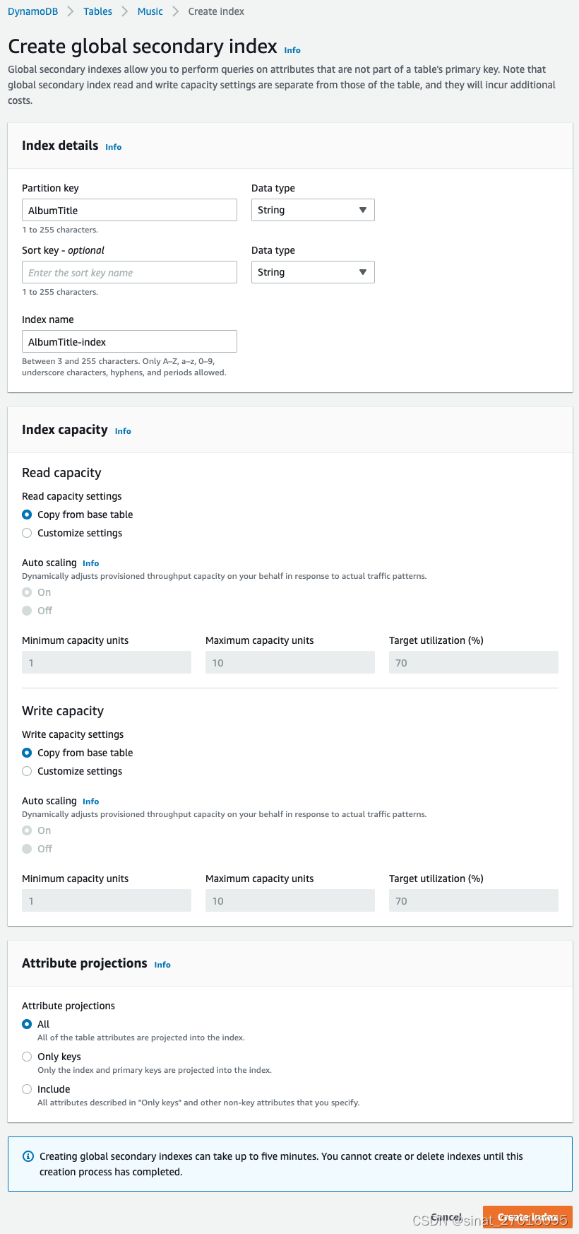 aws DynamoDB 使用步骤（二）