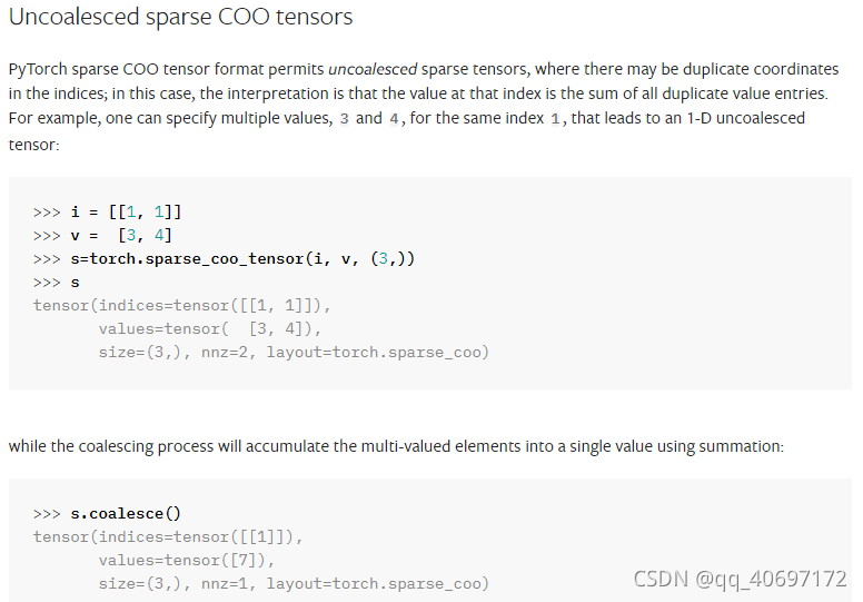 pytorch稀疏张量sparse tensor中关于coalesce()的用法_torch coalesce-CSDN博客