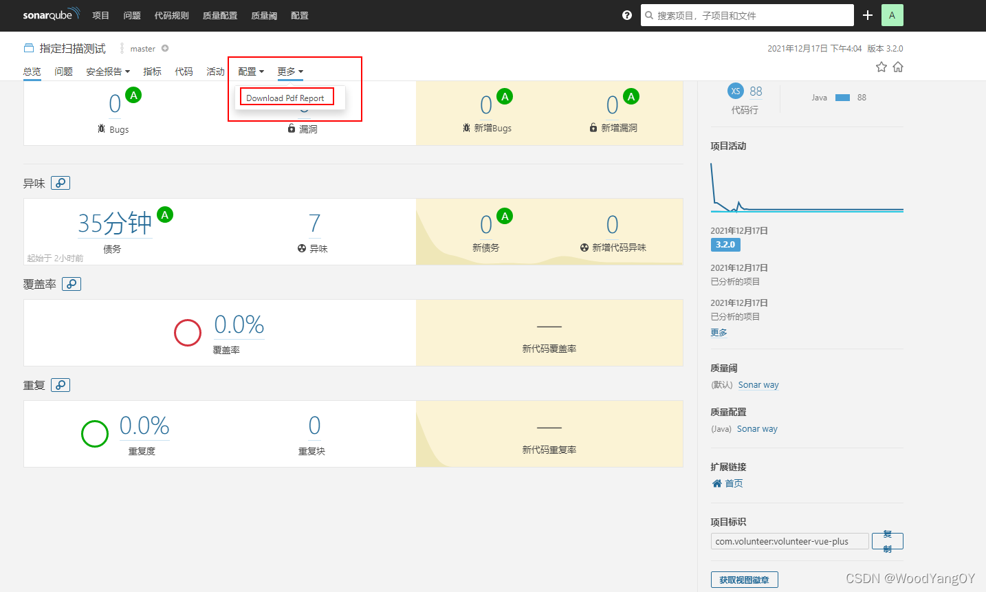 Sonarqube——安装、汉化、代码扫描、指定代码、生成PDF报告_sonars输出报告_WoodYangOY的博客-CSDN博客