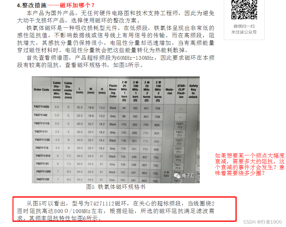 加磁环解决EMC超标的问题，请看图的疑问