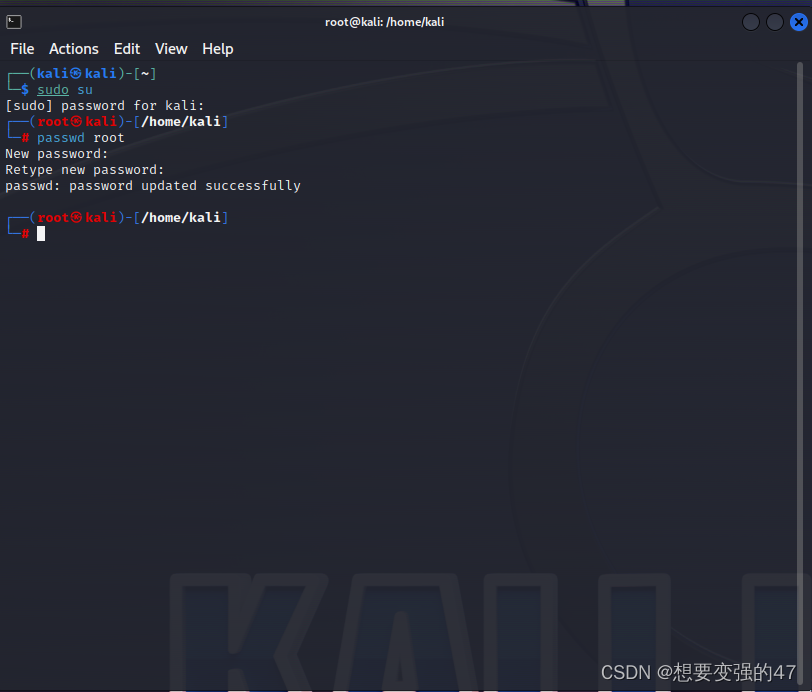 记录一下2023.2kali的默认密码和修改root用户密码的方法