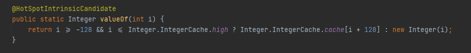 Integer.vallueOf方法源码