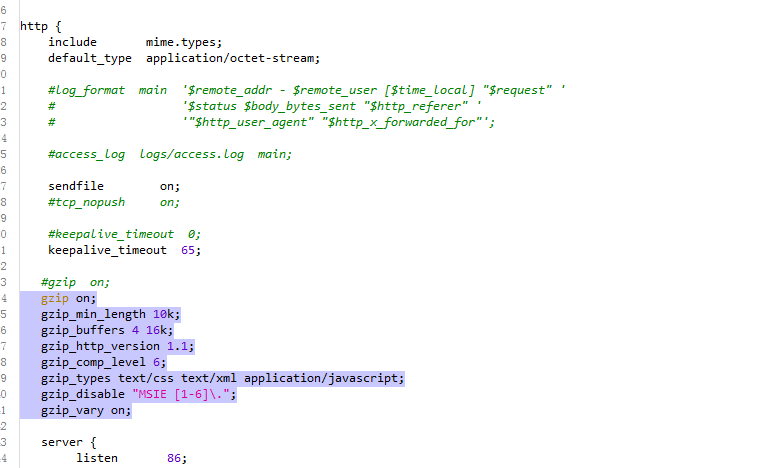 nginx中gzip推荐配置